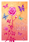 Fleurs color&eacute;es et papillons pour maman